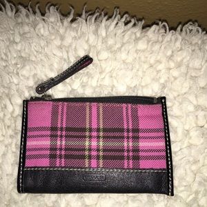🔴 Coach Pink Tartan ID Keychain Pouch